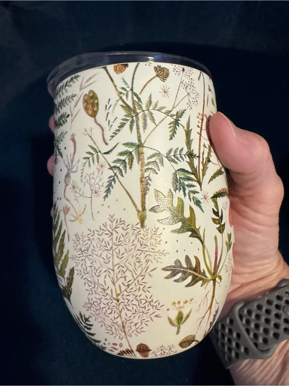 NEW BV By Bruno Visconti Stemless Insulated Wine Tumbler 12 oz. Greens & Flowers